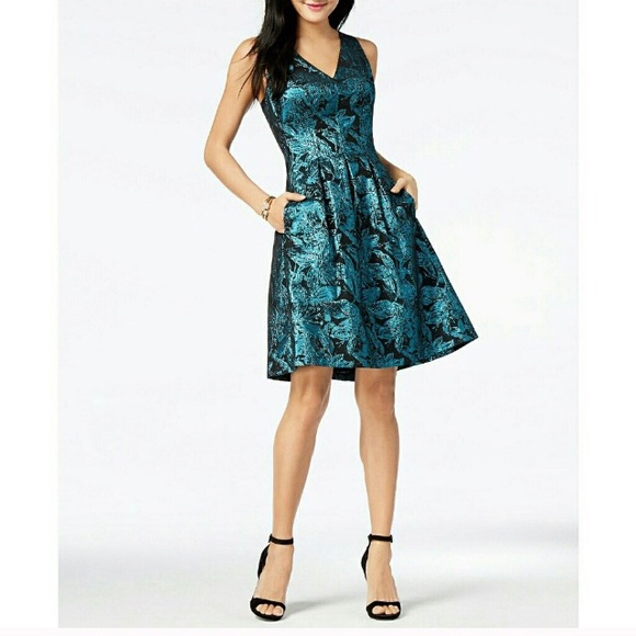 green emerald velvet dress Nine West Women's Plus Size Solid Ponte and Satin Dress, Black, 18W at  Amazon Women's Clothing store main image 1
